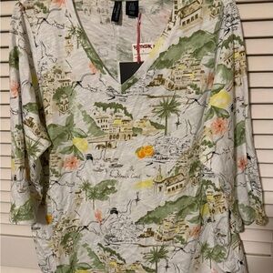 Cynthia Rowley Green 3/4 Sleeve Relaxed Blouse